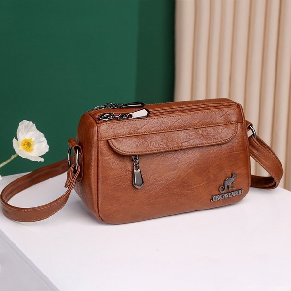 Soft Leather Texture Crossbody Bag